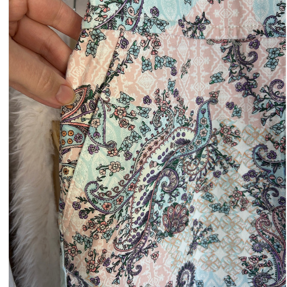 Talbots Women's Size 12 Pastel Paisley Floral Knee Length A-Line Skirt #0147 - Picture 4 of 7